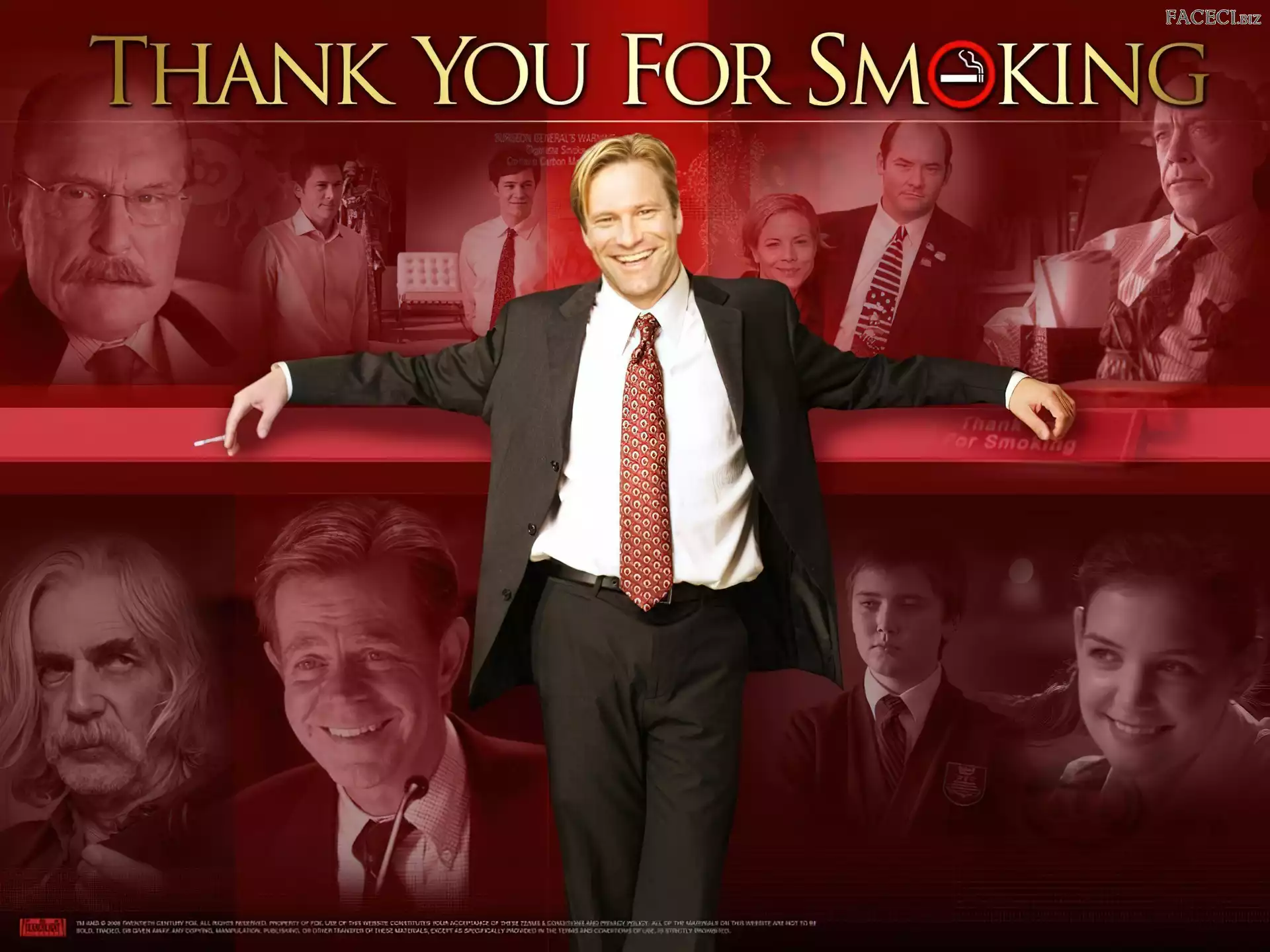 Sam Elliott, Cameron Bright, William H. Macy, Thank You For Smoking, garnitur, Aaron Eckhart, Katie Holmes, Maria Bello